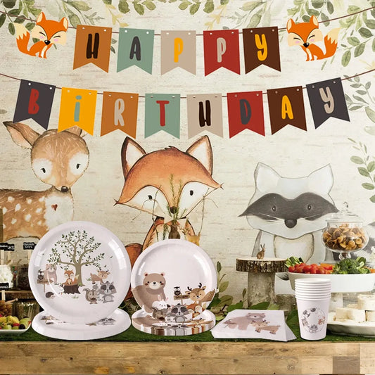 Woodland Animal Jungle Forest DIY Party Decor Woodland Birthday Party Supplies OMEZMART