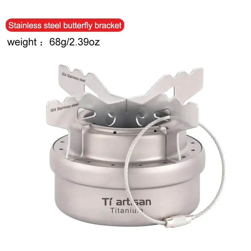 Tiartisan Ultralight Portable Titanium Stove – Outdoor Camping Alcohol Stove with Rack OMEZMART
