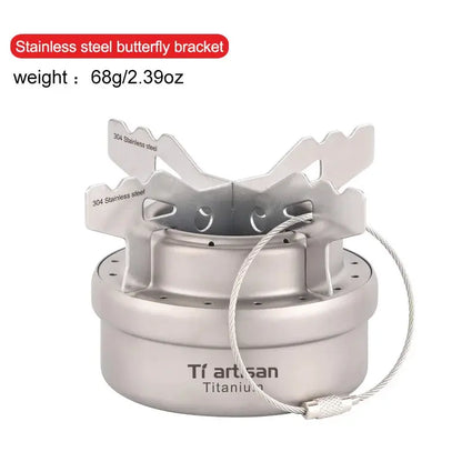 Tiartisan Ultralight Portable Titanium Stove – Outdoor Camping Alcohol Stove with Rack OMEZMART