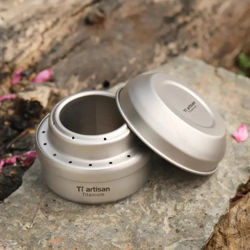 Tiartisan Ultralight Portable Titanium Stove – Outdoor Camping Alcohol Stove with Rack OMEZMART