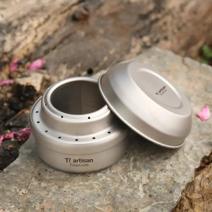 Tiartisan Ultralight Portable Titanium Stove – Outdoor Camping Alcohol Stove with Rack OMEZMART