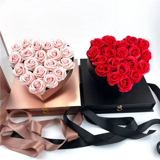 Acrylic Gift Box Artificial Soap Flowers Rose Gifts for Valentines Mothers Day OMEZMART
