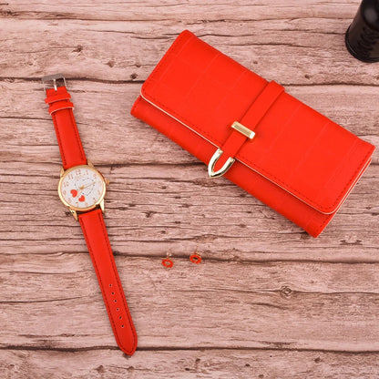 Women's Fashion Quartz Watch Wallet Earrings 3pc Set Gift Box