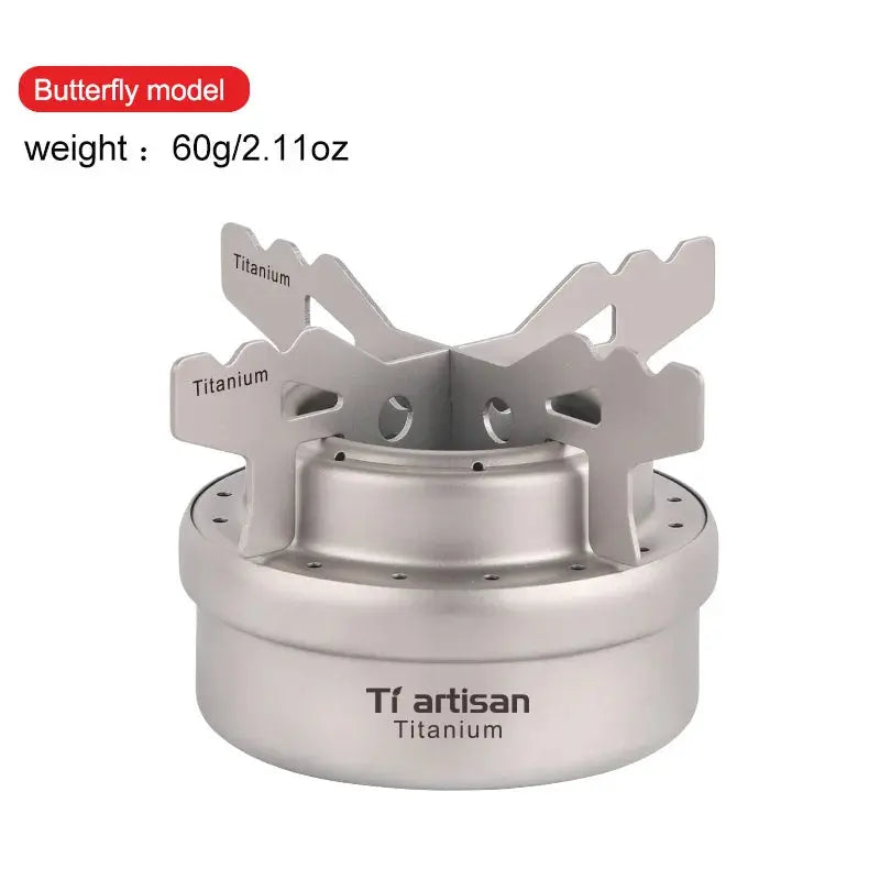 Tiartisan Ultralight Portable Titanium Stove – Outdoor Camping Alcohol Stove with Rack OMEZMART