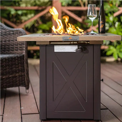 Square Firetable Outdoor Propane Gas Fire Pit Table – Patio Heating Solution OMEZMART