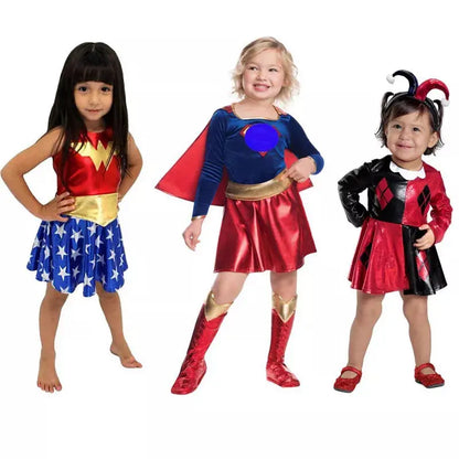 SuperHero Girls Costume for Kids Dress (3-9Years) Wonder Girls Party Dress OMEZMART