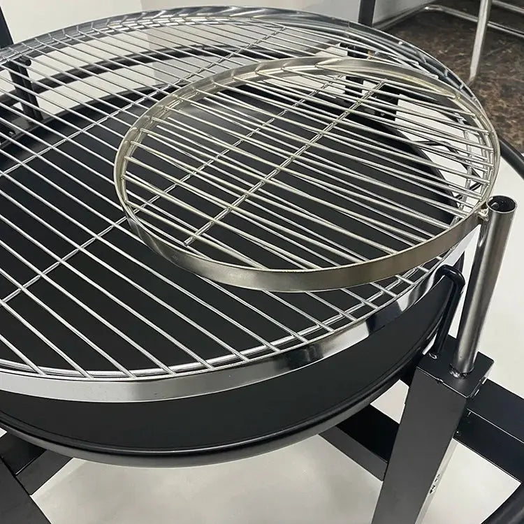 Outdoor Stainless Steel Charcoal Barbecue Rotisserie Fire Pit – 2-Layer Design for Perfect Grilling OMEZMART