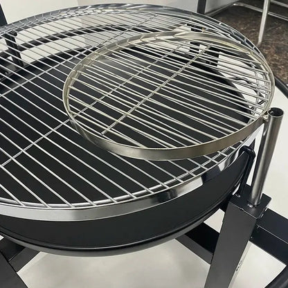 Outdoor Stainless Steel Charcoal Barbecue Rotisserie Fire Pit – 2-Layer Design for Perfect Grilling OMEZMART