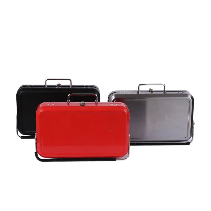 Metal BBQ Briefcase Design Stainless Steel Mini Grill Portable OMEZMART