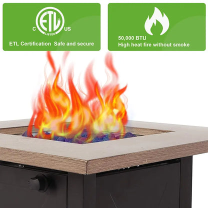 Square Firetable Outdoor Propane Gas Fire Pit Table – Patio Heating Solution OMEZMART