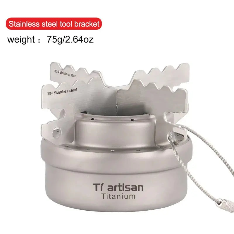 Tiartisan Ultralight Portable Titanium Stove – Outdoor Camping Alcohol Stove with Rack OMEZMART