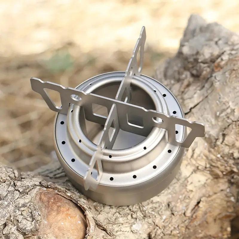 Tiartisan Ultralight Portable Titanium Stove – Outdoor Camping Alcohol Stove with Rack OMEZMART