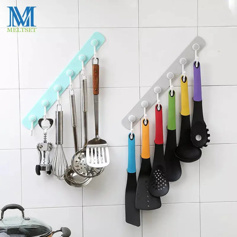 Kitchen Storage Hook Holder – 6 Hooks Wall & Door Hanger Rack OMEZMART