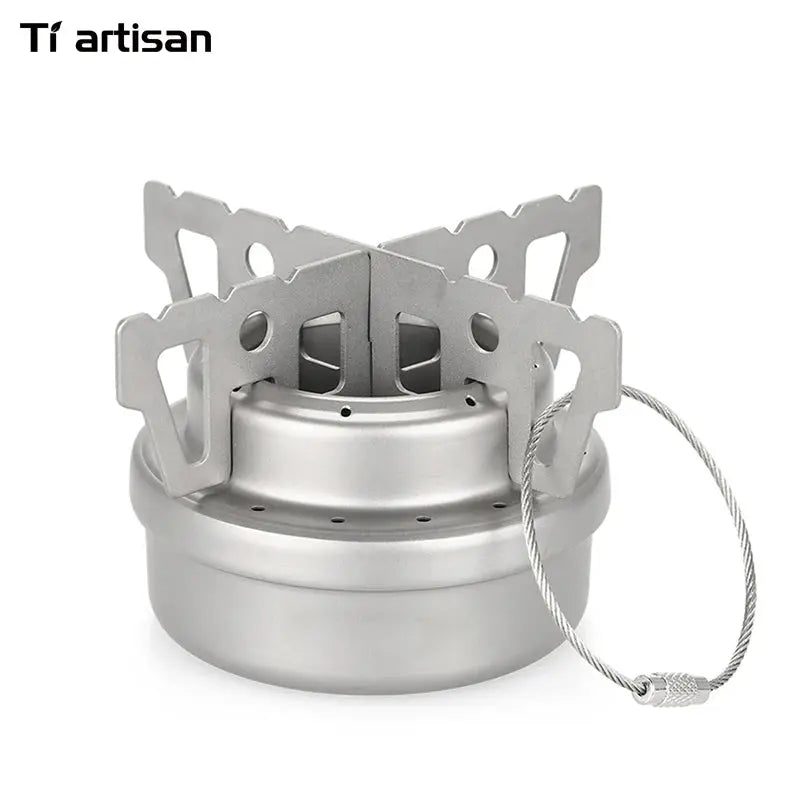 Tiartisan Ultralight Portable Titanium Stove – Outdoor Camping Alcohol Stove with Rack OMEZMART