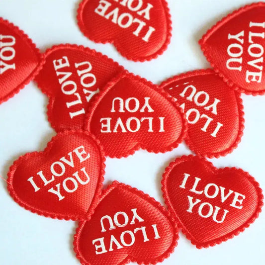 Fabric Heart Dia 3.5x2.5cm Love You Party Confetti Table Decoration 100pcs OMEZMART
