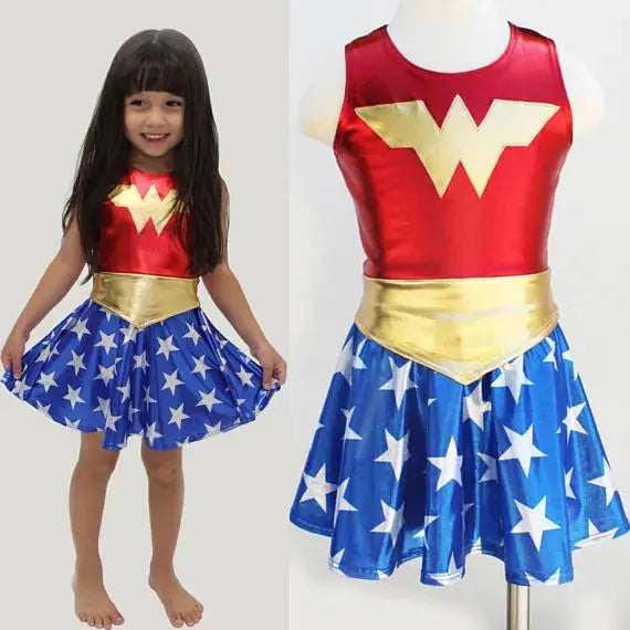 SuperHero Girls Costume for Kids Dress (3-9Years) Wonder Girls Party Dress OMEZMART