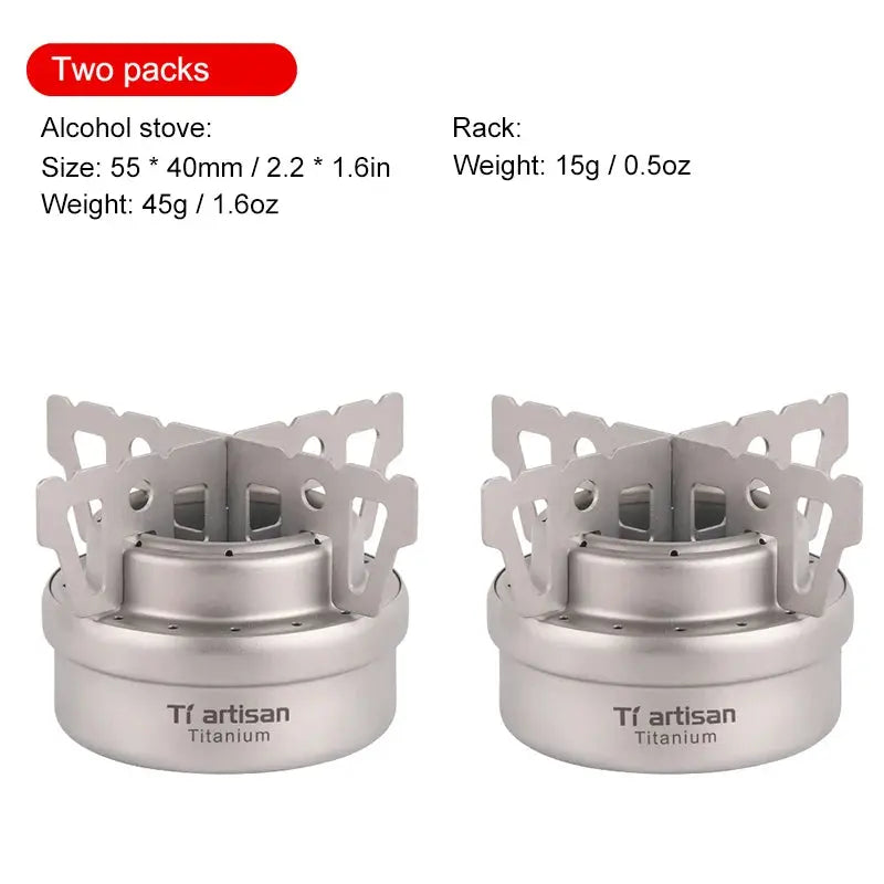 Tiartisan Ultralight Portable Titanium Stove – Outdoor Camping Alcohol Stove with Rack OMEZMART
