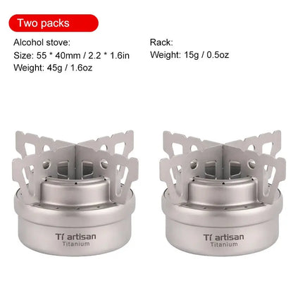 Tiartisan Ultralight Portable Titanium Stove – Outdoor Camping Alcohol Stove with Rack OMEZMART