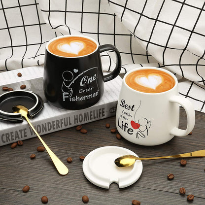Coffee Couple Mugs Gift Set | Unique Engagement & Wedding Gifts for Couples
