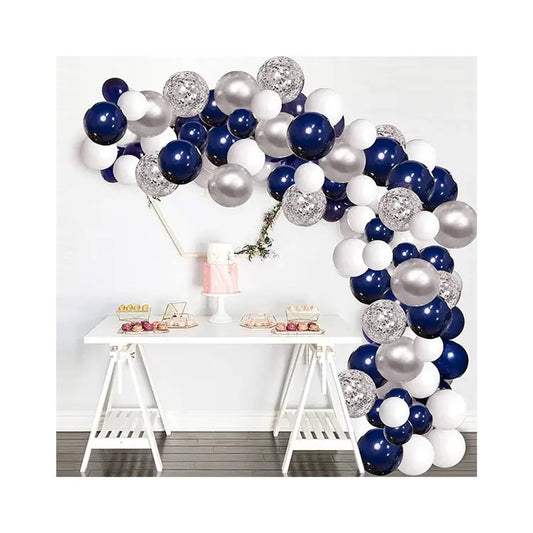 Party Decoration Silver Blue Balloon Garland Set OMEZMART