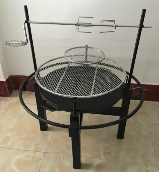 Outdoor Stainless Steel Charcoal Barbecue Rotisserie Fire Pit – 2-Layer Design for Perfect Grilling OMEZMART