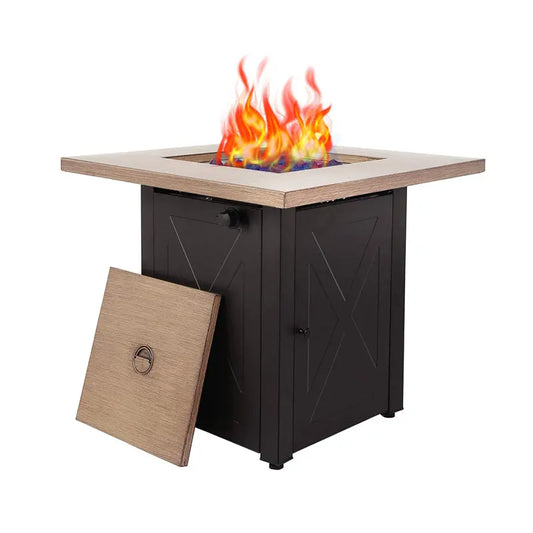 Square Firetable Outdoor Propane Gas Fire Pit Table – Patio Heating Solution OMEZMART
