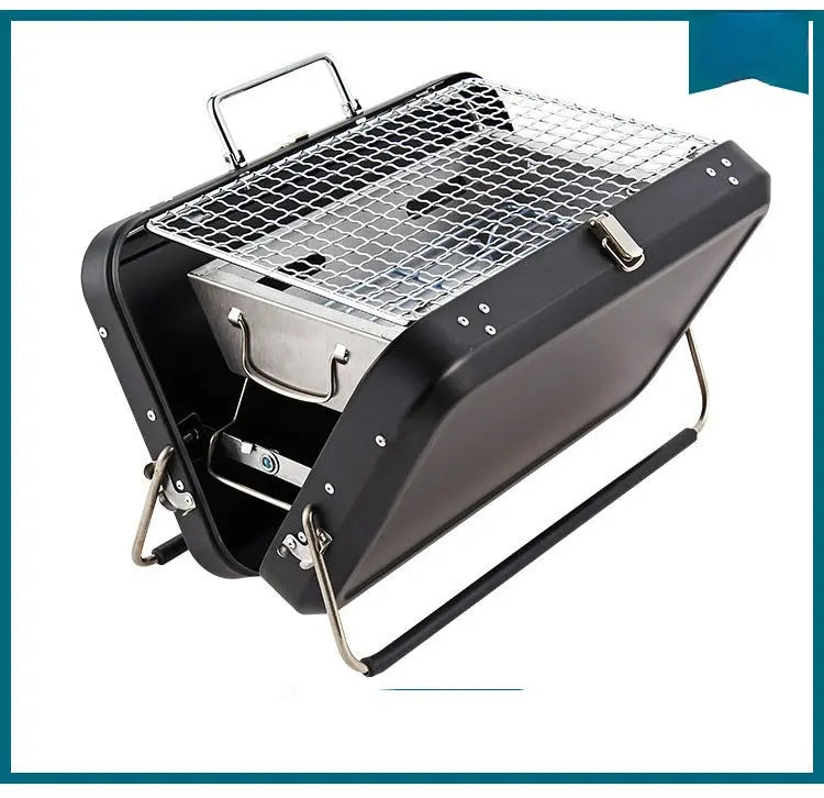 Metal BBQ Briefcase Design Stainless Steel Mini Grill Portable OMEZMART