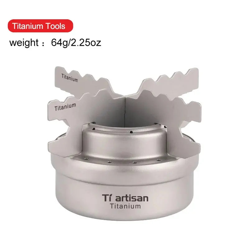 Tiartisan Ultralight Portable Titanium Stove – Outdoor Camping Alcohol Stove with Rack OMEZMART