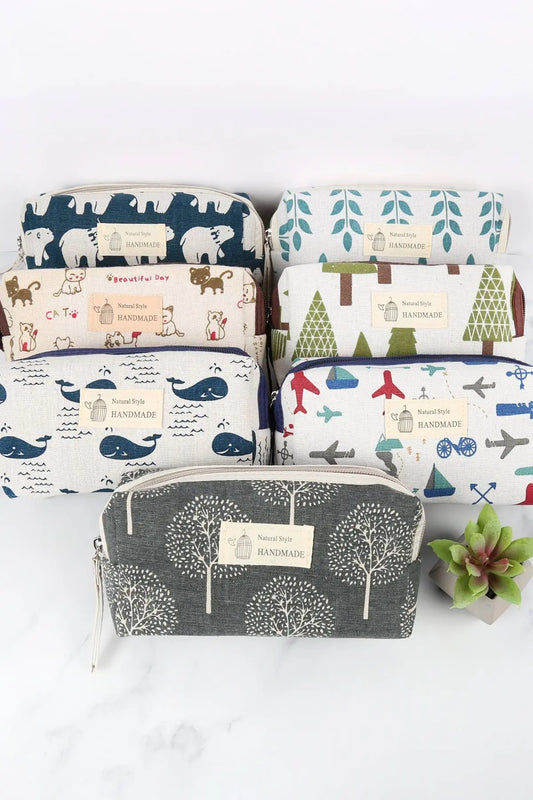 Blue Leaf Art Cosmetic Pouch Riah Fashion