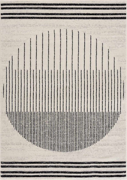 Angus Abstract Black and White Area Rug Hauteloom LLC