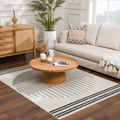 Angus Abstract Black and White Area Rug Hauteloom LLC