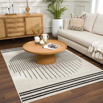 Angus Abstract Black and White Area Rug Hauteloom LLC