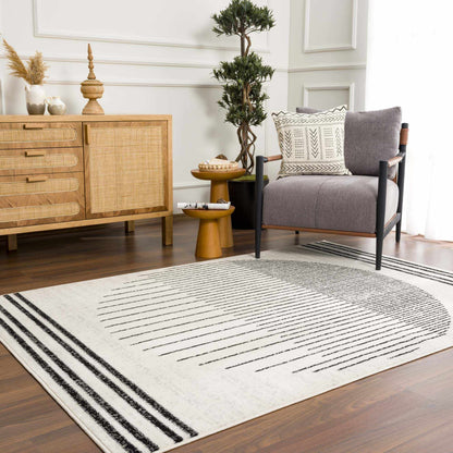 Angus Abstract Black and White Area Rug Hauteloom LLC