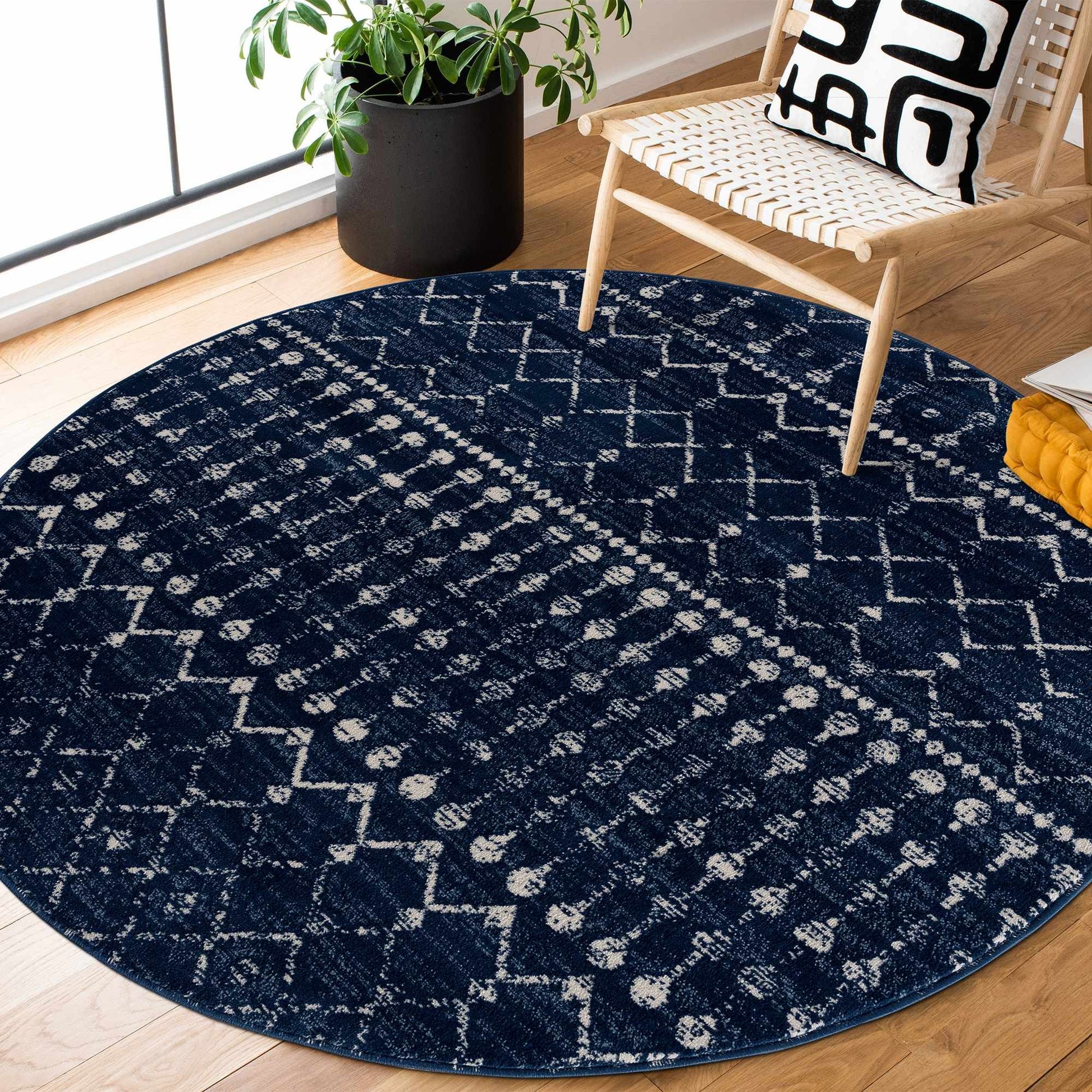 Tigrican Navy 2335 Area Rug Hauteloom LLC