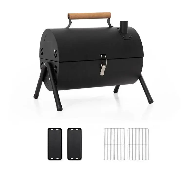 Portable BBQ Grill for 2-4 People – Round Camping & Picnic Barbecue Stove for Patio OMEZMART