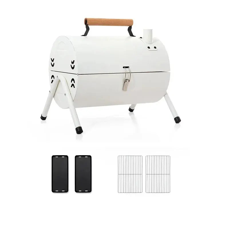 Portable BBQ Grill for 2-4 People – Round Camping & Picnic Barbecue Stove for Patio OMEZMART