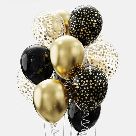 Black Gold Latex Balloons Birthday Party Decorations Baby Shower Supplies OMEZMART