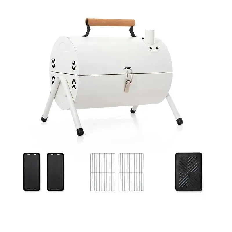 Portable BBQ Grill for 2-4 People – Round Camping & Picnic Barbecue Stove for Patio OMEZMART