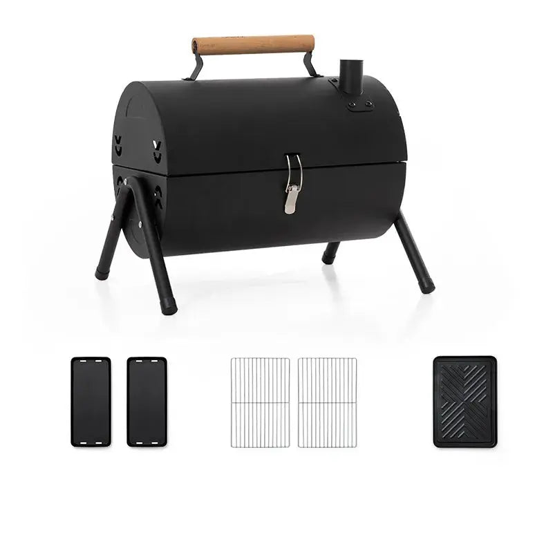 Portable BBQ Grill for 2-4 People – Round Camping & Picnic Barbecue Stove for Patio OMEZMART