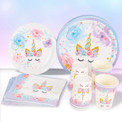 Rainbow Unicorn Disposable Tableware Birthday Party Decorations OMEZMART