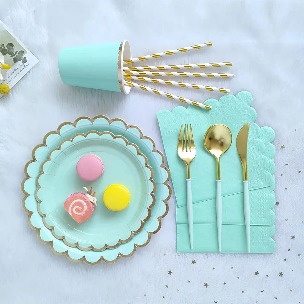 Purple Pink Petal Series Disposable Tableware Birthday Party Decoration OMEZMART