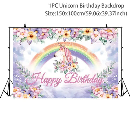 Rainbow Unicorn Disposable Tableware Birthday Party Decorations OMEZMART