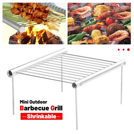 Portable Stainless Steel BBQ Grill - Folding Mini Barbecue for Outdoor Cooking OMEZMART
