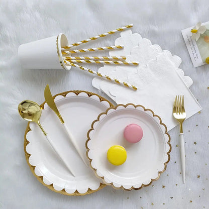 Purple Pink Petal Series Disposable Tableware Birthday Party Decoration OMEZMART