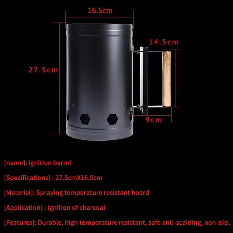 BBQ Charcoal Chimney Starter - Outdoor Carbon Ignition Barrel for Grilling OMEZMART