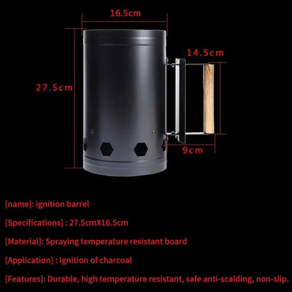 BBQ Charcoal Chimney Starter - Outdoor Carbon Ignition Barrel for Grilling OMEZMART