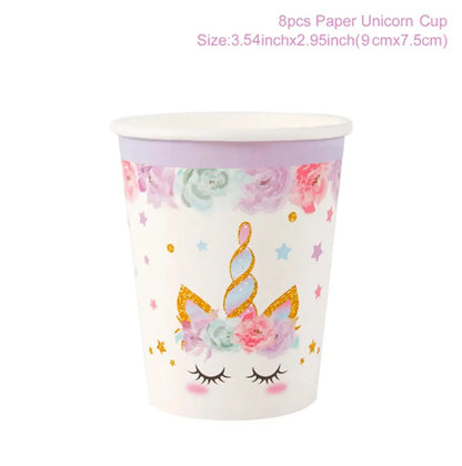 Rainbow Unicorn Disposable Tableware Birthday Party Decorations OMEZMART