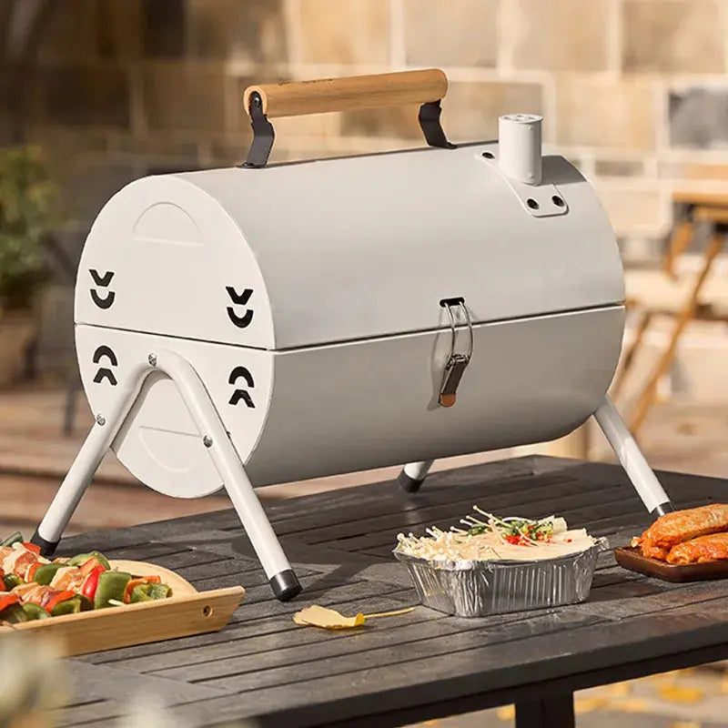 Portable BBQ Grill for 2-4 People – Round Camping & Picnic Barbecue Stove for Patio OMEZMART