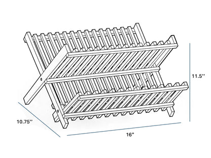 Bamboo Dish Drying Rack - 2-Tier Foldable Dish Rack for Kitchen Counter Dura Living LLC
