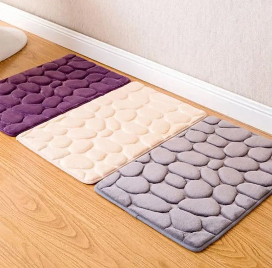 Stone Shape Memory Foam Bathroom Mat – Non-Slip Bath Rug for Kitchen or Room, Soft & Durable Omezmart